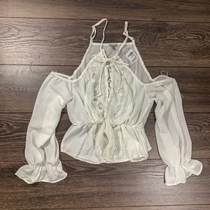 White Charlotte Russe Open Shoulder Top